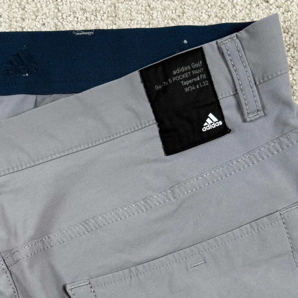 Adidas 365 Mens 34x32 (Actual 34x30) Gray Go-To 5 Pocket Tapered Fit Golf Pants